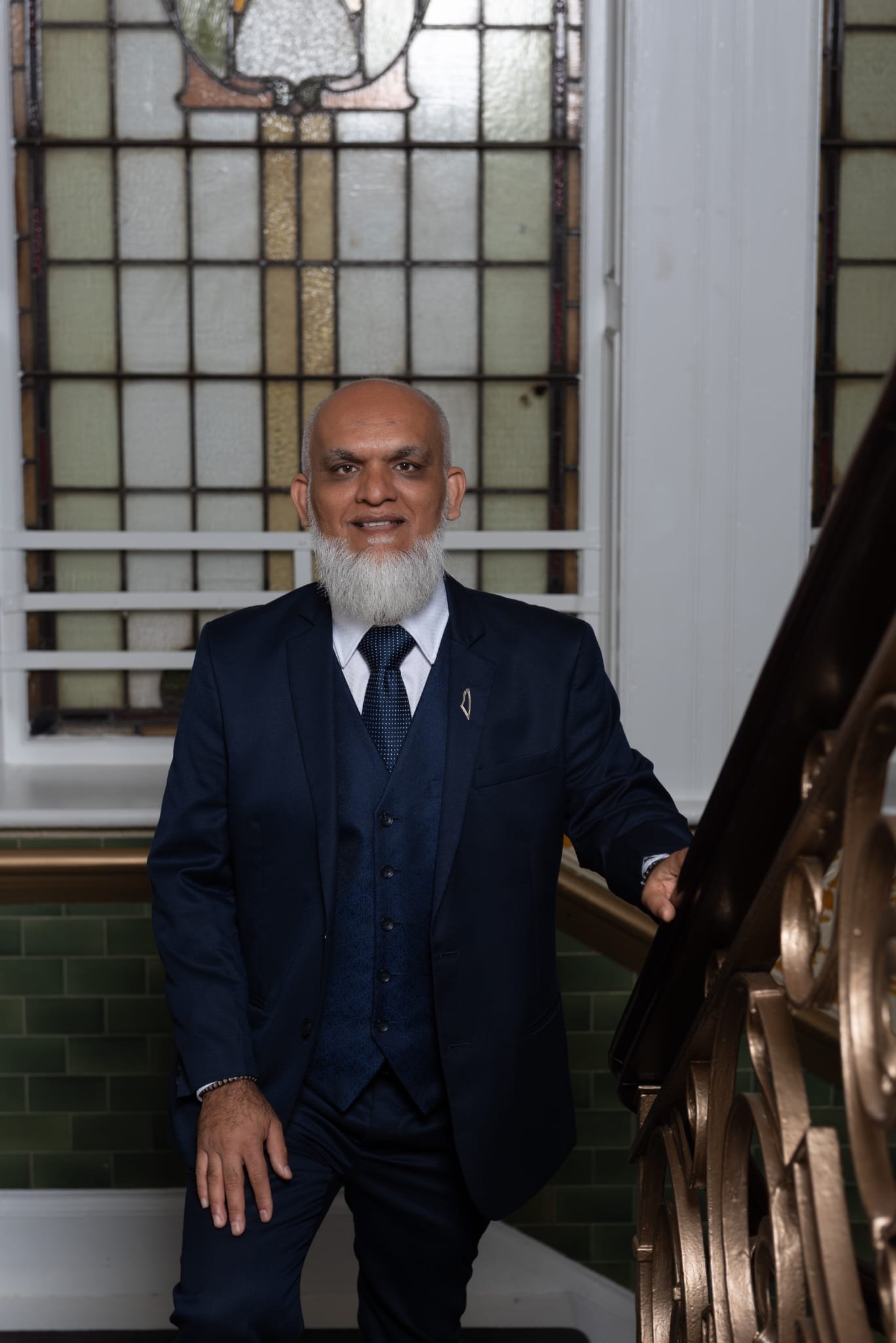 Cllr Akhtar Kasia, portrait at Batley Town Hall